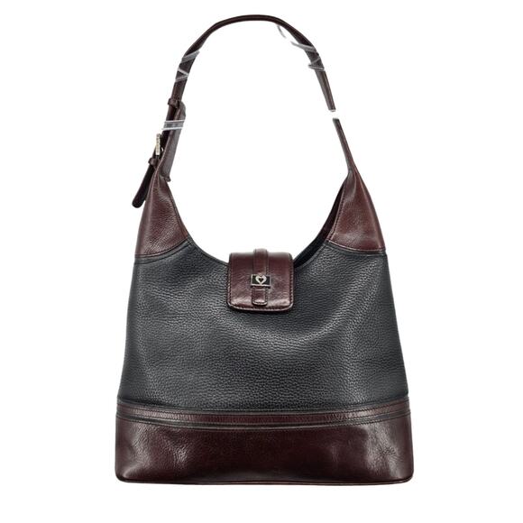 Brighton Pebbled Leather Shoulder Handbag Heart Accent Detail - Picture 1 of 10